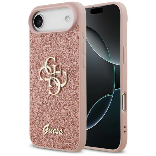 Skyddsfodral för Apple iPhone 17 Air, Guess, Fixed Glitter Big 4G, Rosa