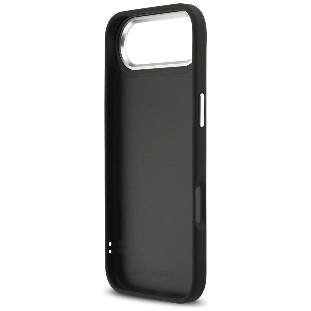 Fodral för Apple iPhone 17 Air, Karl Lagerfeld, Grained Karl & Choupette's Heads Pins and Logo, Svart