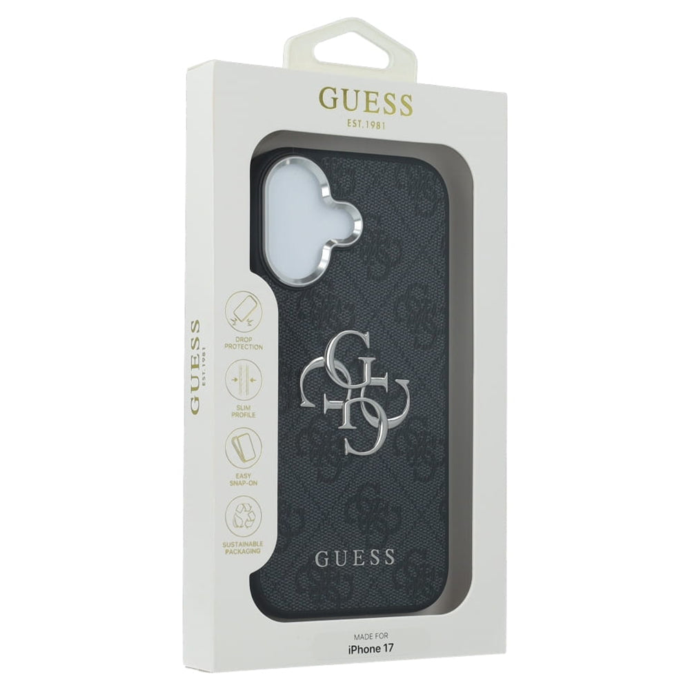 Skyddsfodral för Apple iPhone 17, Guess, Big 4G Logo Classic, Svart Silver
