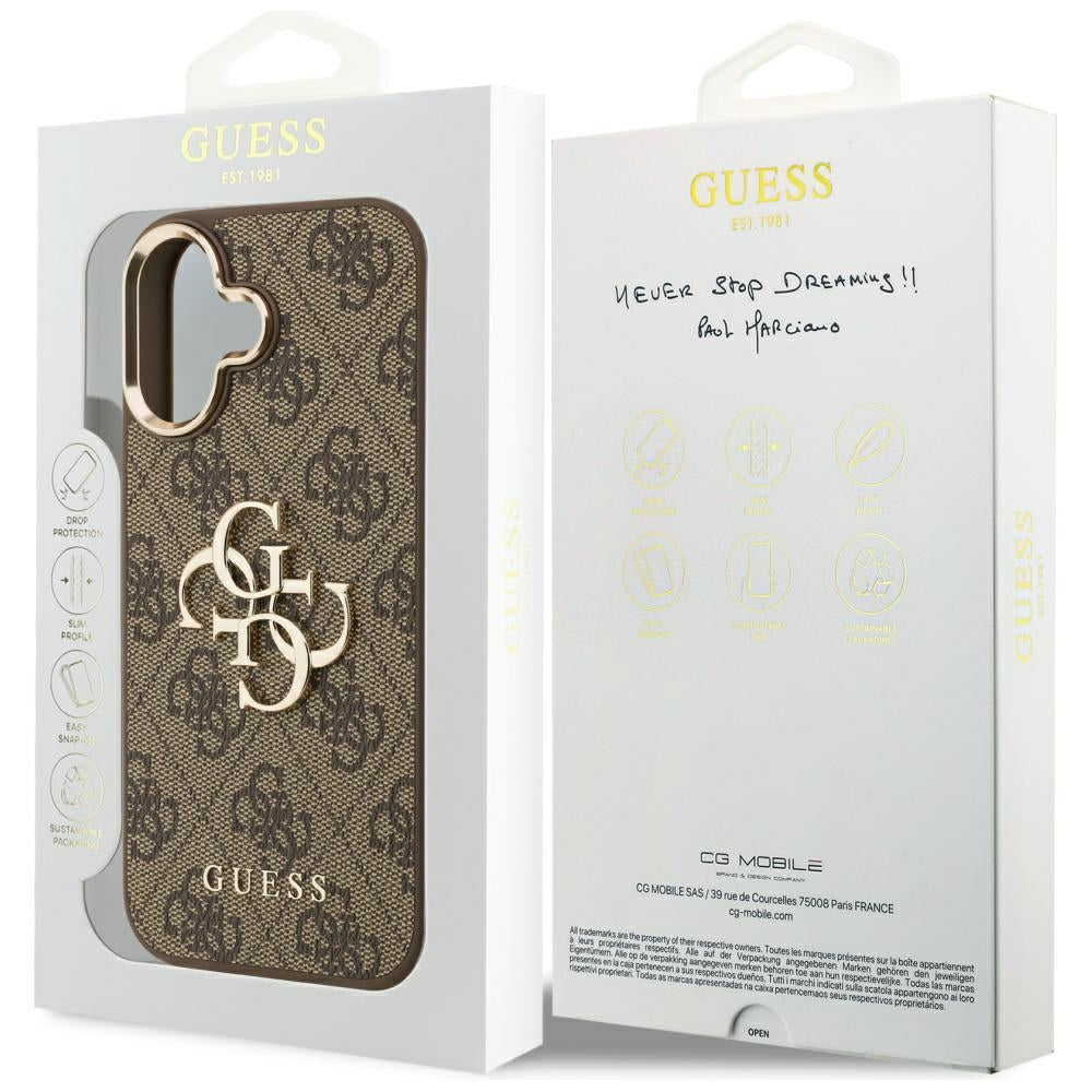 Fodral för Apple iPhone 17, Guess, Big 4G Logo Classic, Guldbrun