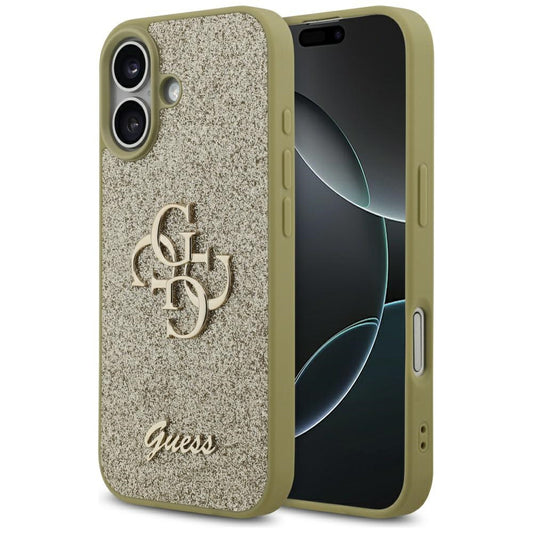 Skyddsfodral för Apple iPhone 17, Guess, Fixed Glitter Big 4G, Guld