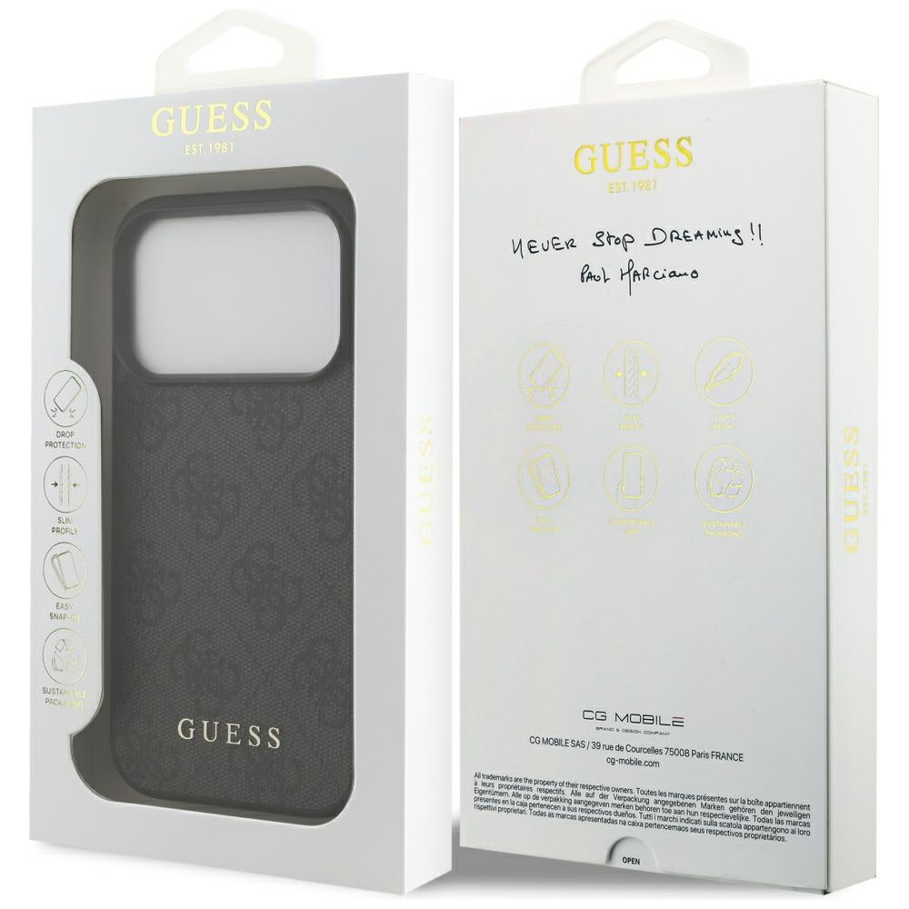 Fodral för Apple iPhone 17 Pro, Guess, 4G Classic, Svart