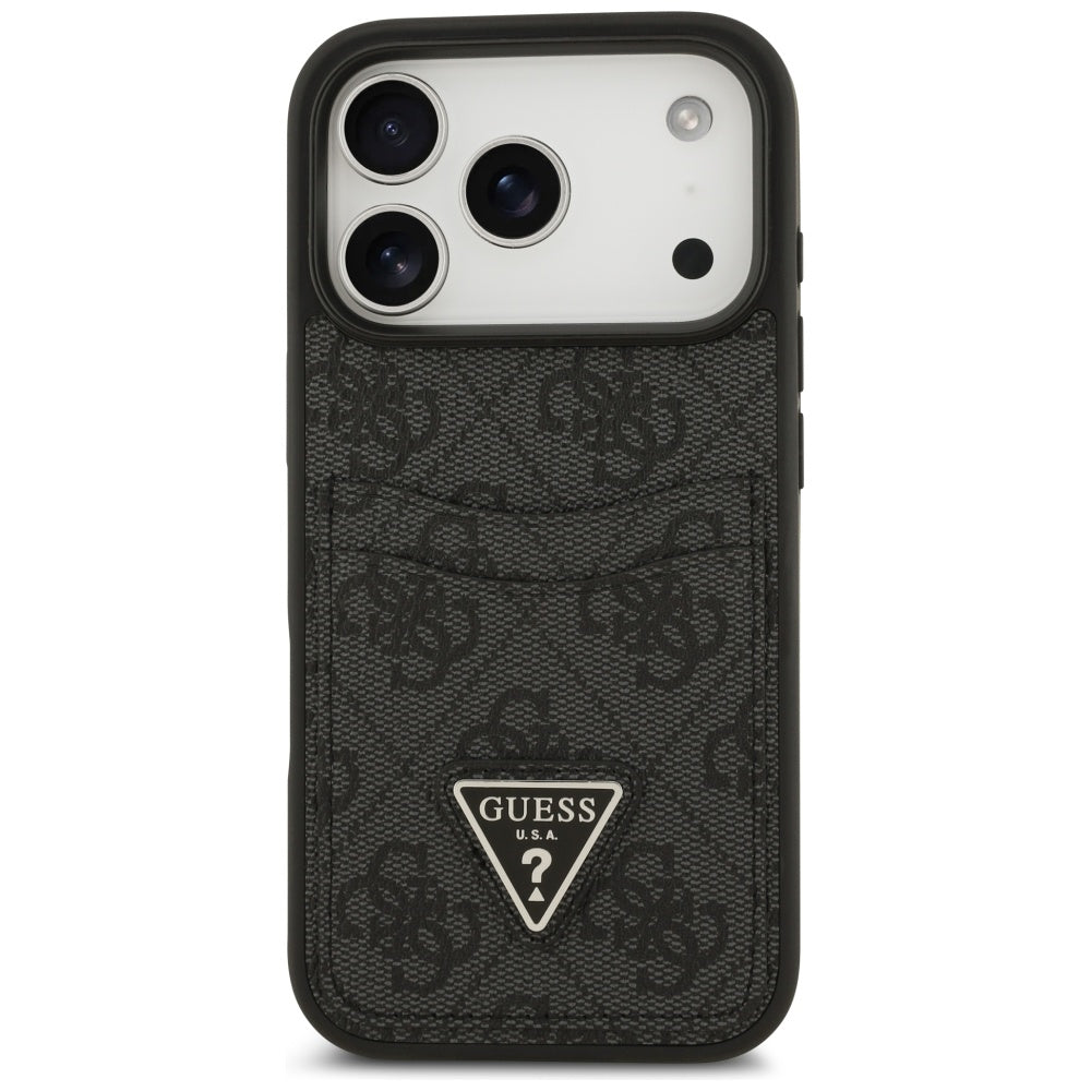 Skyddsfodral för Apple iPhone 17 Pro, Guess, 4G Double Card Triangle, Svart