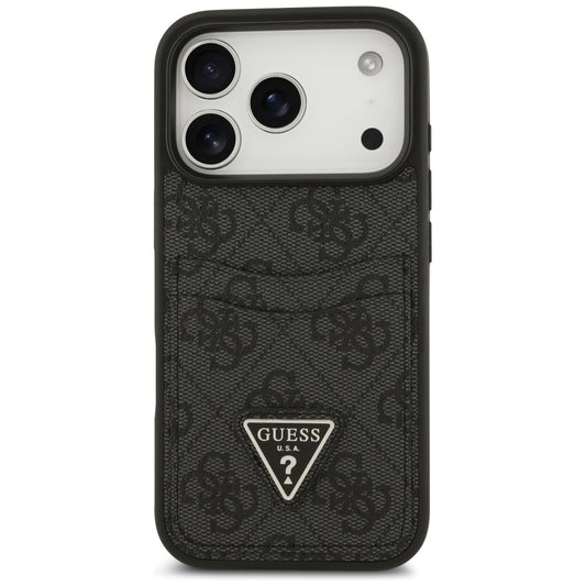 Skyddsfodral för Apple iPhone 17 Pro, Guess, 4G Double Card Triangle, Svart