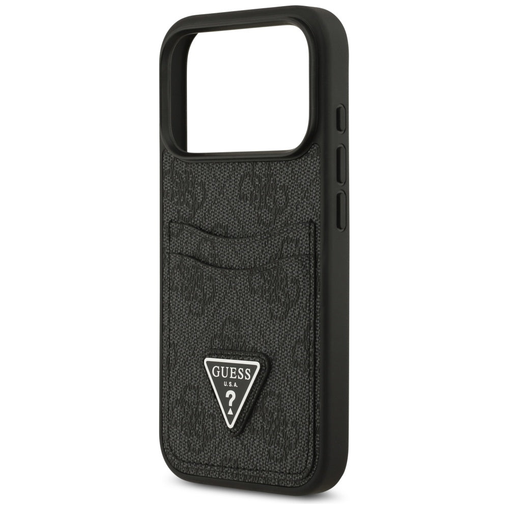 Skyddsfodral för Apple iPhone 17 Pro, Guess, 4G Double Card Triangle, Svart