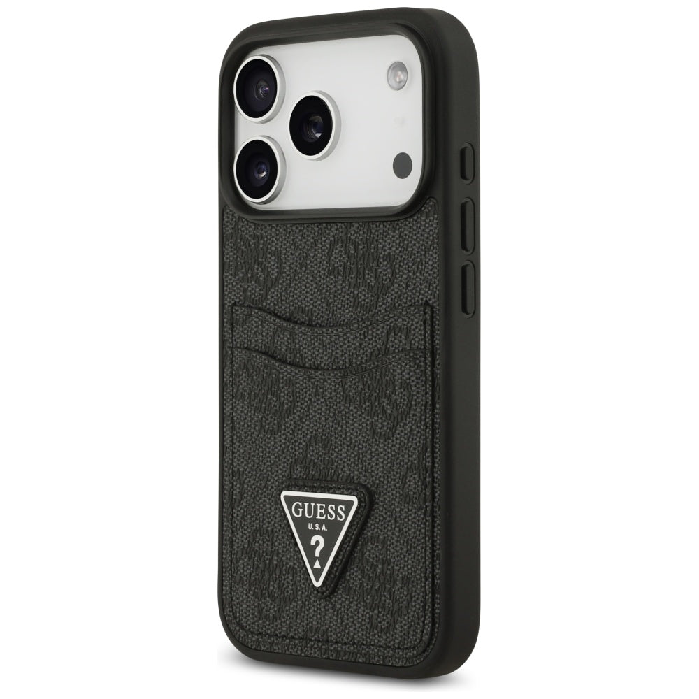 Skyddsfodral för Apple iPhone 17 Pro, Guess, 4G Double Card Triangle, Svart