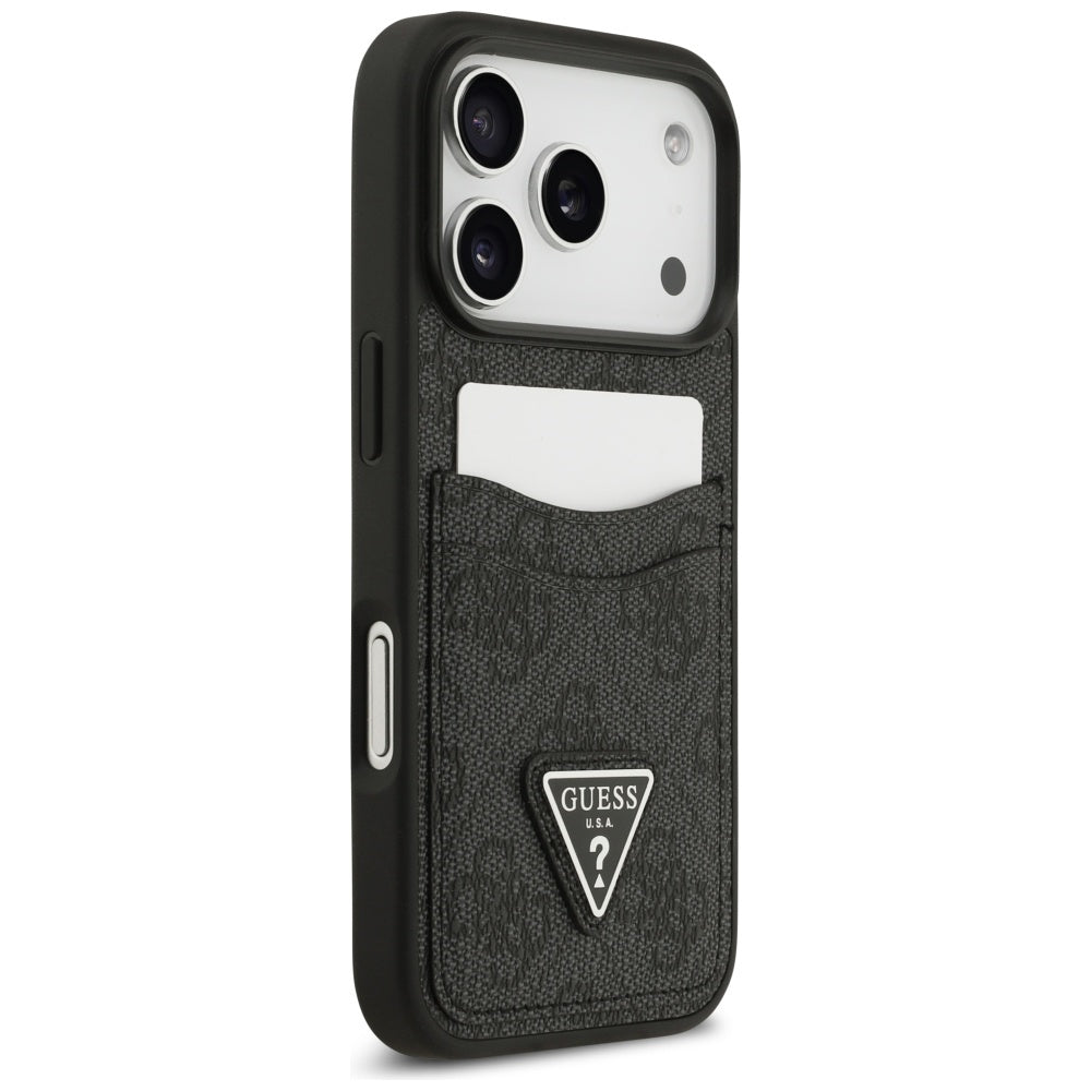 Skyddsfodral för Apple iPhone 17 Pro, Guess, 4G Double Card Triangle, Svart
