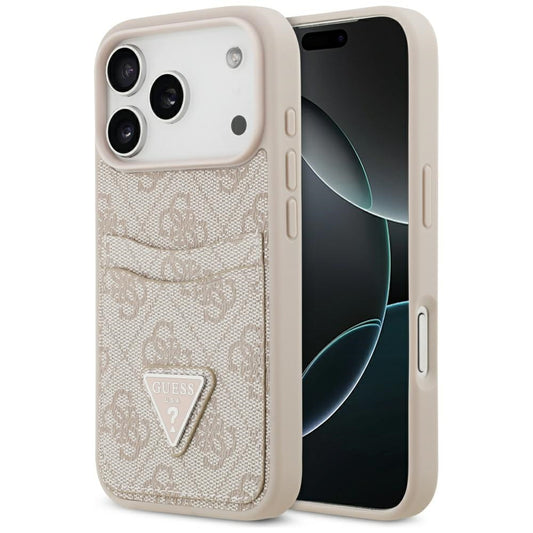 Skyddsfodral för Apple iPhone 17 Pro, Guess, 4G Double Card Triangle, Rosa