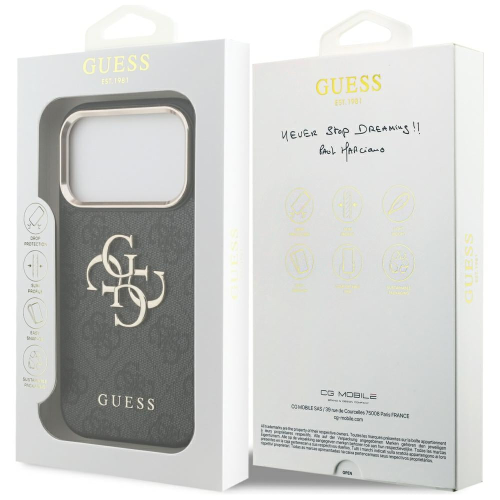 Fodral för Apple iPhone 17 Pro, Guess, Big 4G Logo Classic, Svart Guld