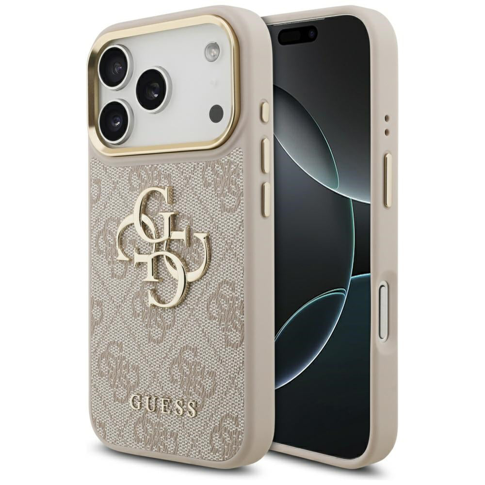 Skyddsfodral för Apple iPhone 17 Pro, Guess, Big 4G Logo Classic, Guldrosa