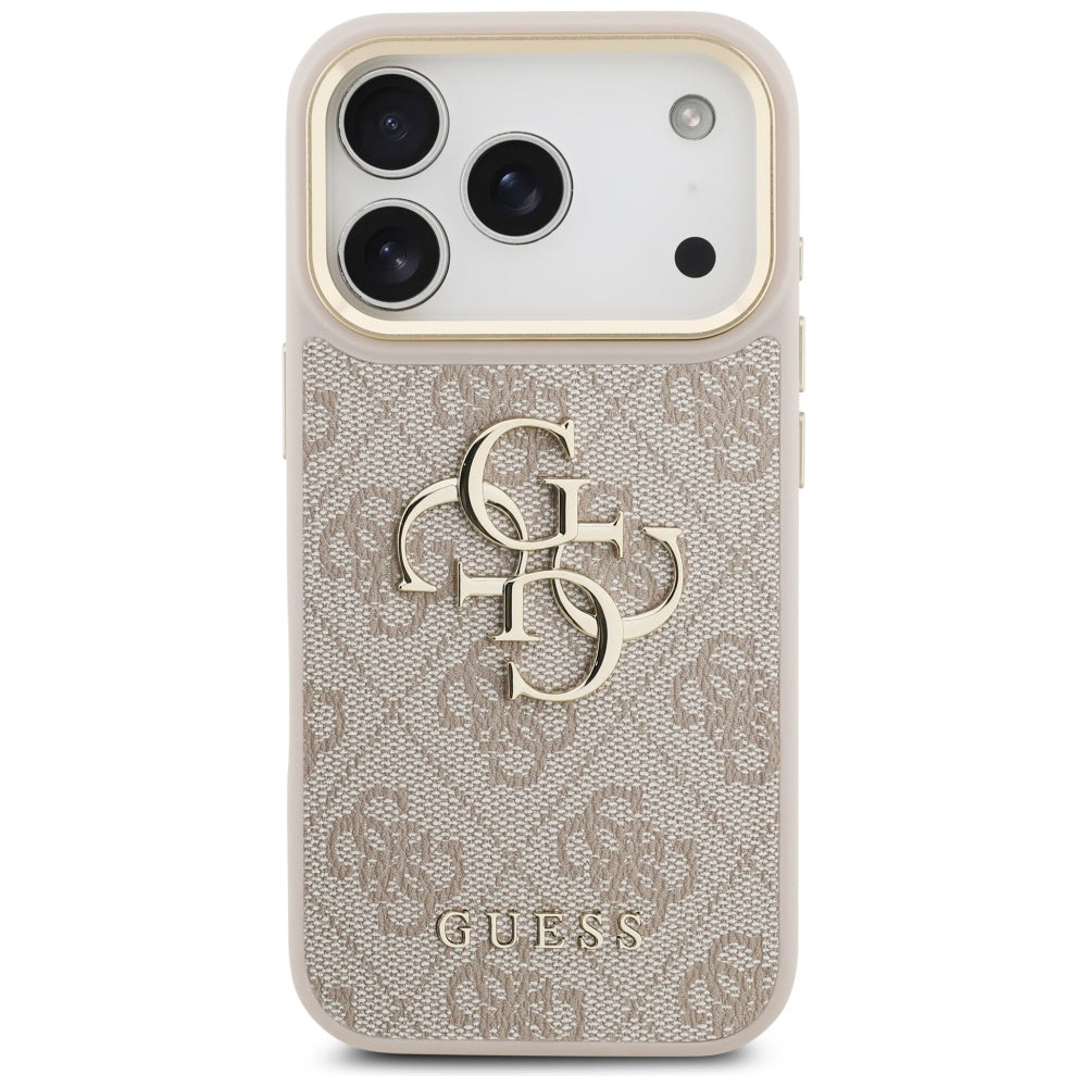 Skyddsfodral för Apple iPhone 17 Pro, Guess, Big 4G Logo Classic, Guldrosa