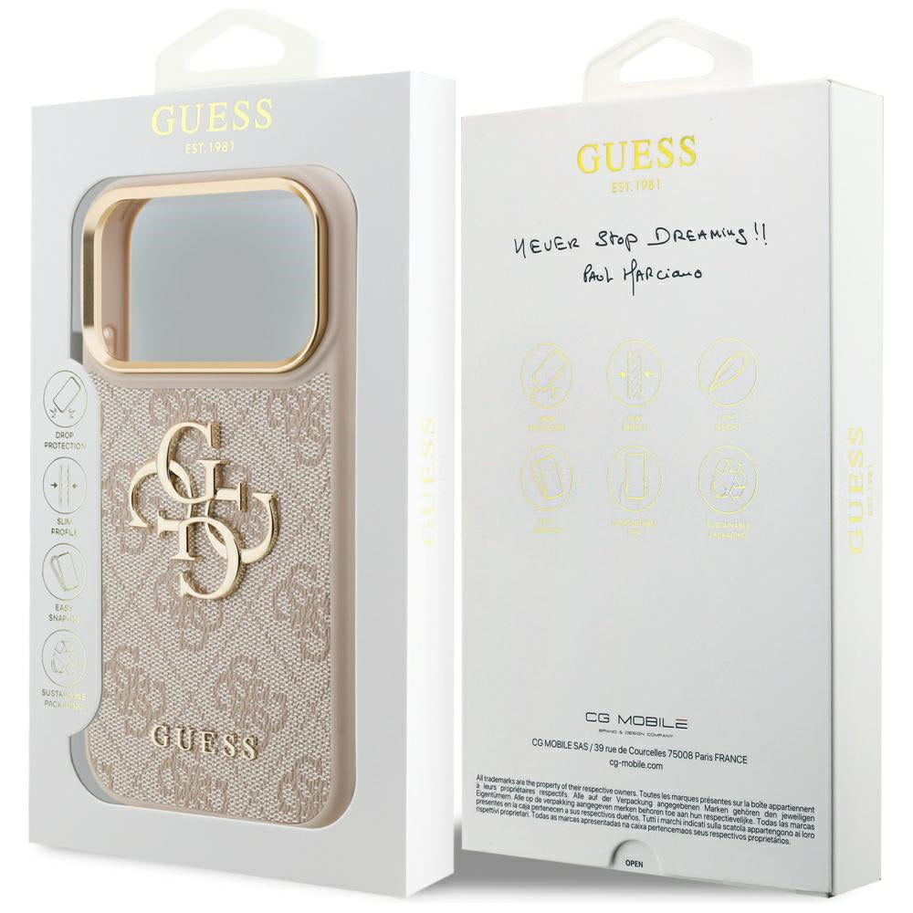 Skyddsfodral för Apple iPhone 17 Pro, Guess, Big 4G Logo Classic, Guldrosa