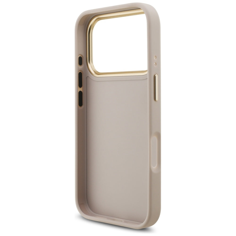 Skyddsfodral för Apple iPhone 17 Pro, Guess, Big 4G Logo Classic, Guldrosa