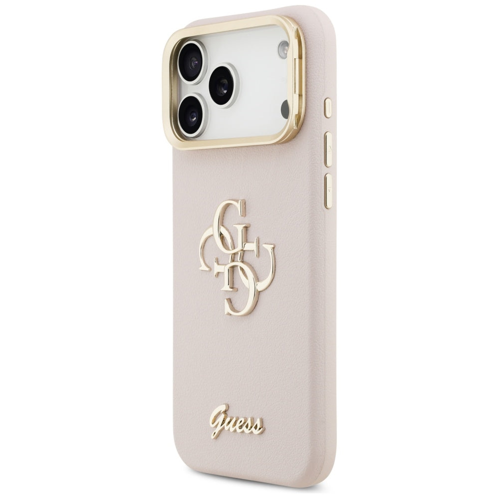 Fodral för Apple iPhone 17 Pro, Guess, Grained Big 4G Stand Camera, Rosa