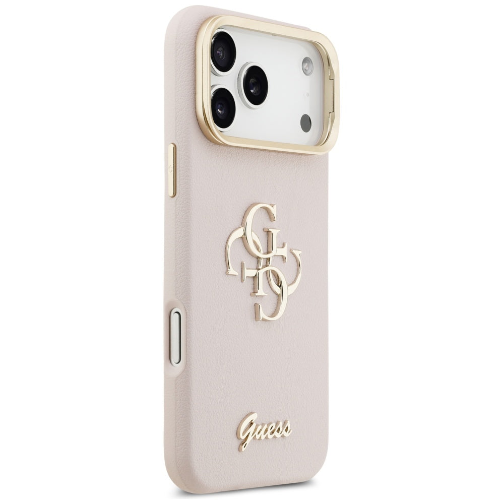 Fodral för Apple iPhone 17 Pro, Guess, Grained Big 4G Stand Camera, Rosa