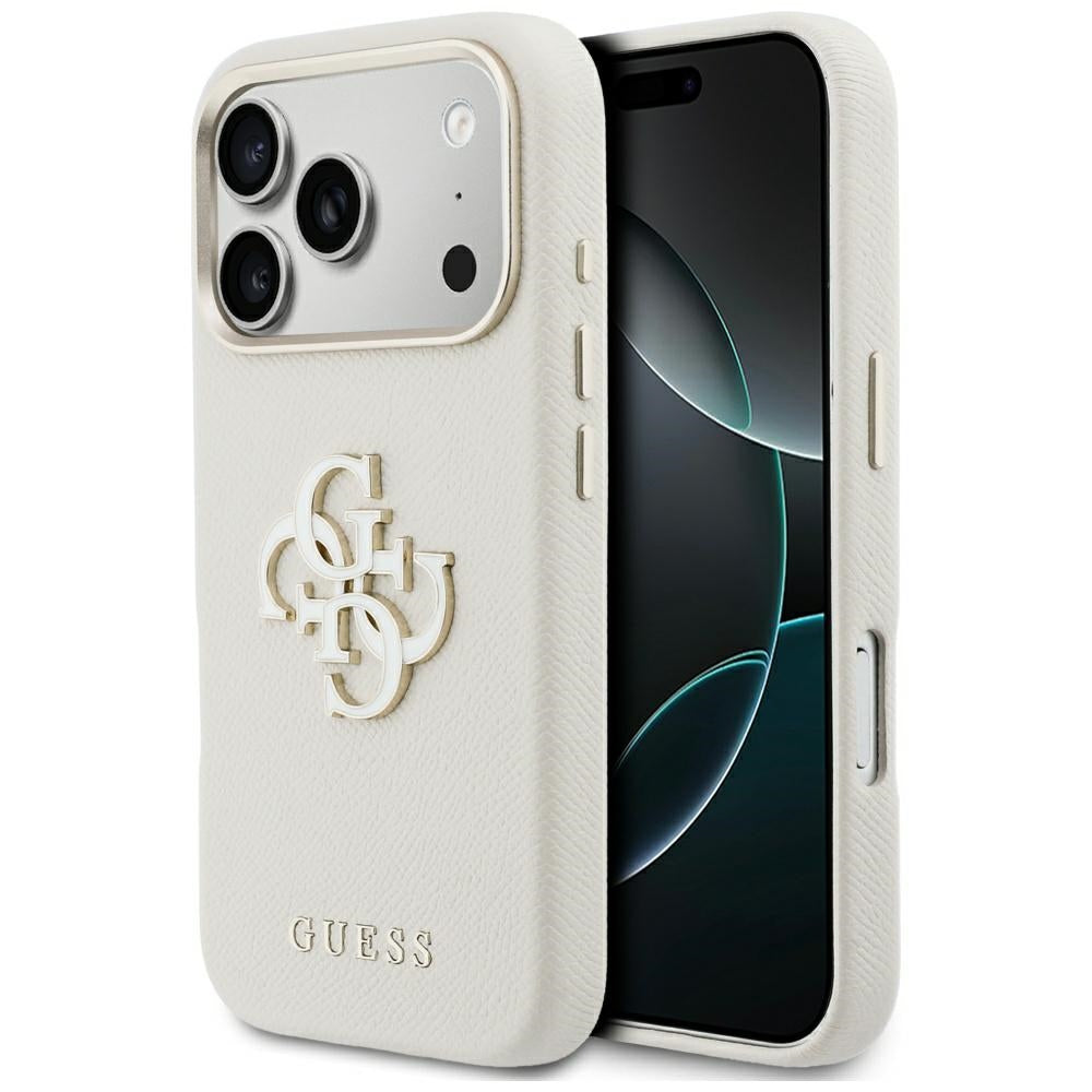 Fodral för Apple iPhone 17 Pro, Guess, Resin Logo, Beige