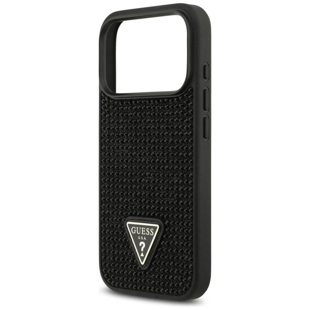 Skyddsfodral för Apple iPhone 17 Pro, Guess, Rhinestone Triangle Logo, Svart