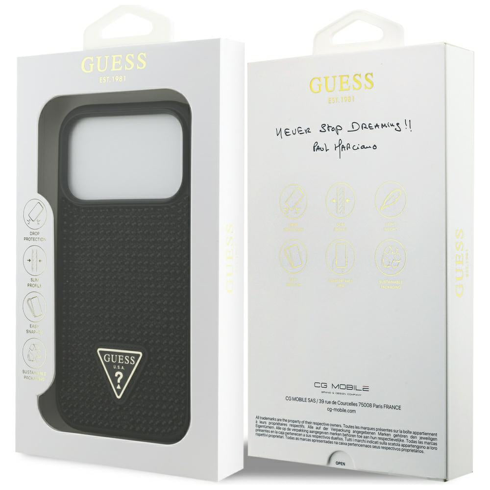 Skyddsfodral för Apple iPhone 17 Pro, Guess, Rhinestone Triangle Logo, Svart