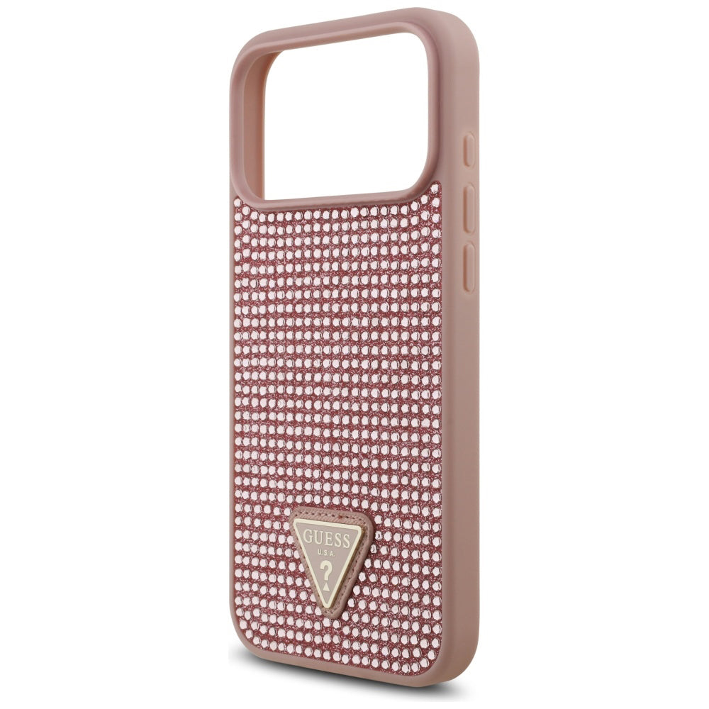 Skyddsfodral för Apple iPhone 17 Pro, Guess, Rhinestone Triangle Logo, Rosa