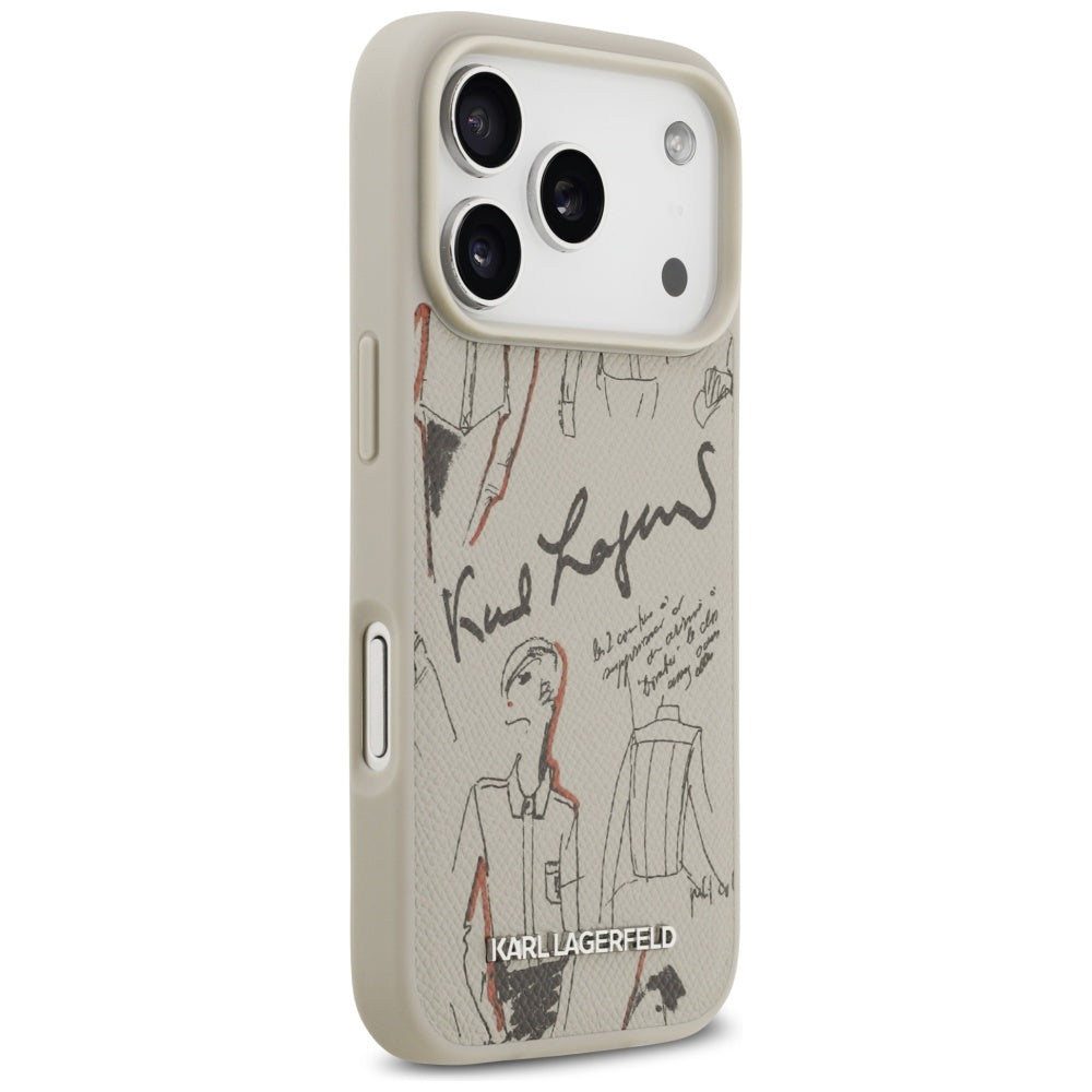 Skyddsfodral för Apple iPhone 17 Pro, Karl Lagerfeld, Grained Pattern Logo, Grå