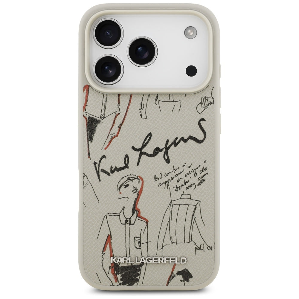 Skyddsfodral för Apple iPhone 17 Pro, Karl Lagerfeld, Grained Pattern Logo, Grå