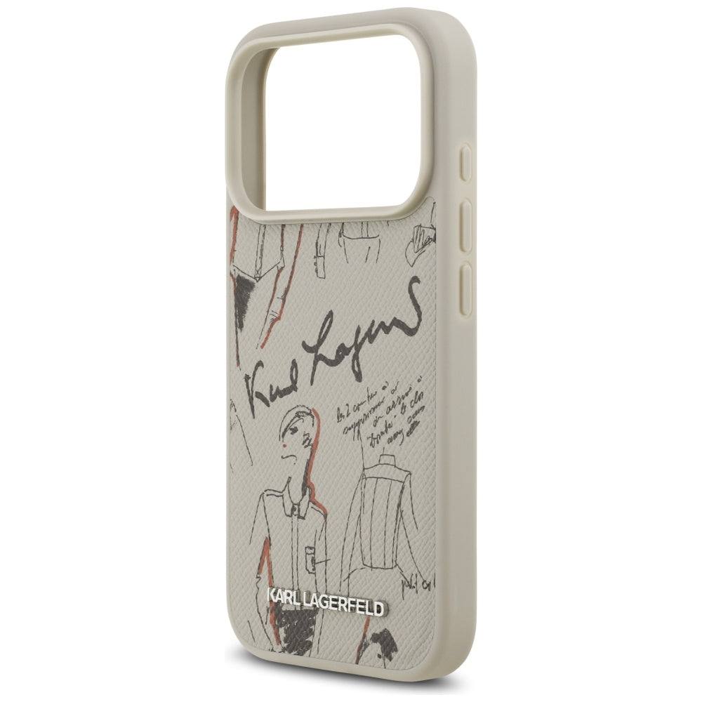 Skyddsfodral för Apple iPhone 17 Pro, Karl Lagerfeld, Grained Pattern Logo, Grå