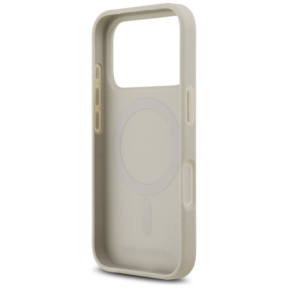Skyddsfodral för Apple iPhone 17 Pro, Karl Lagerfeld, Grained Pattern Logo, Grå