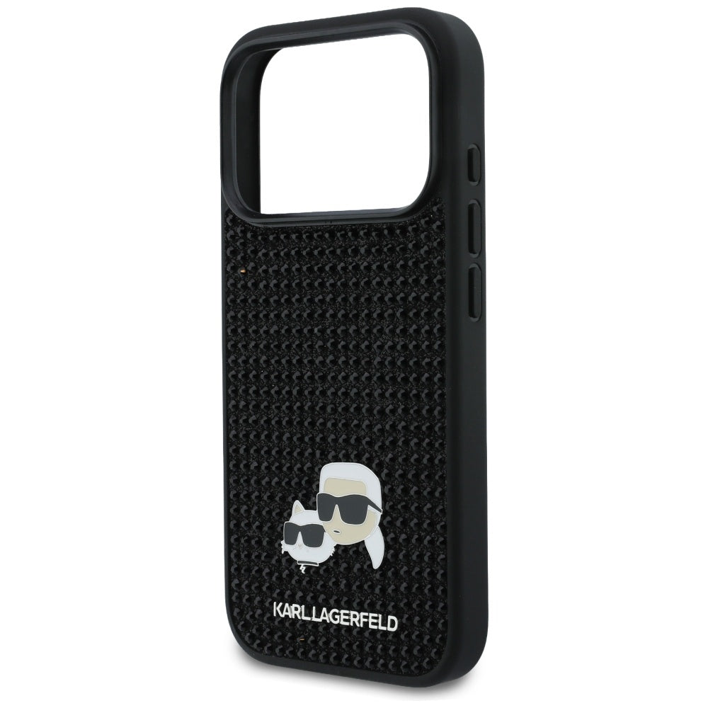 Skalet för Apple iPhone 17 Pro, Karl Lagerfeld, Rhinestone Karl & Choupette Pins, Svart