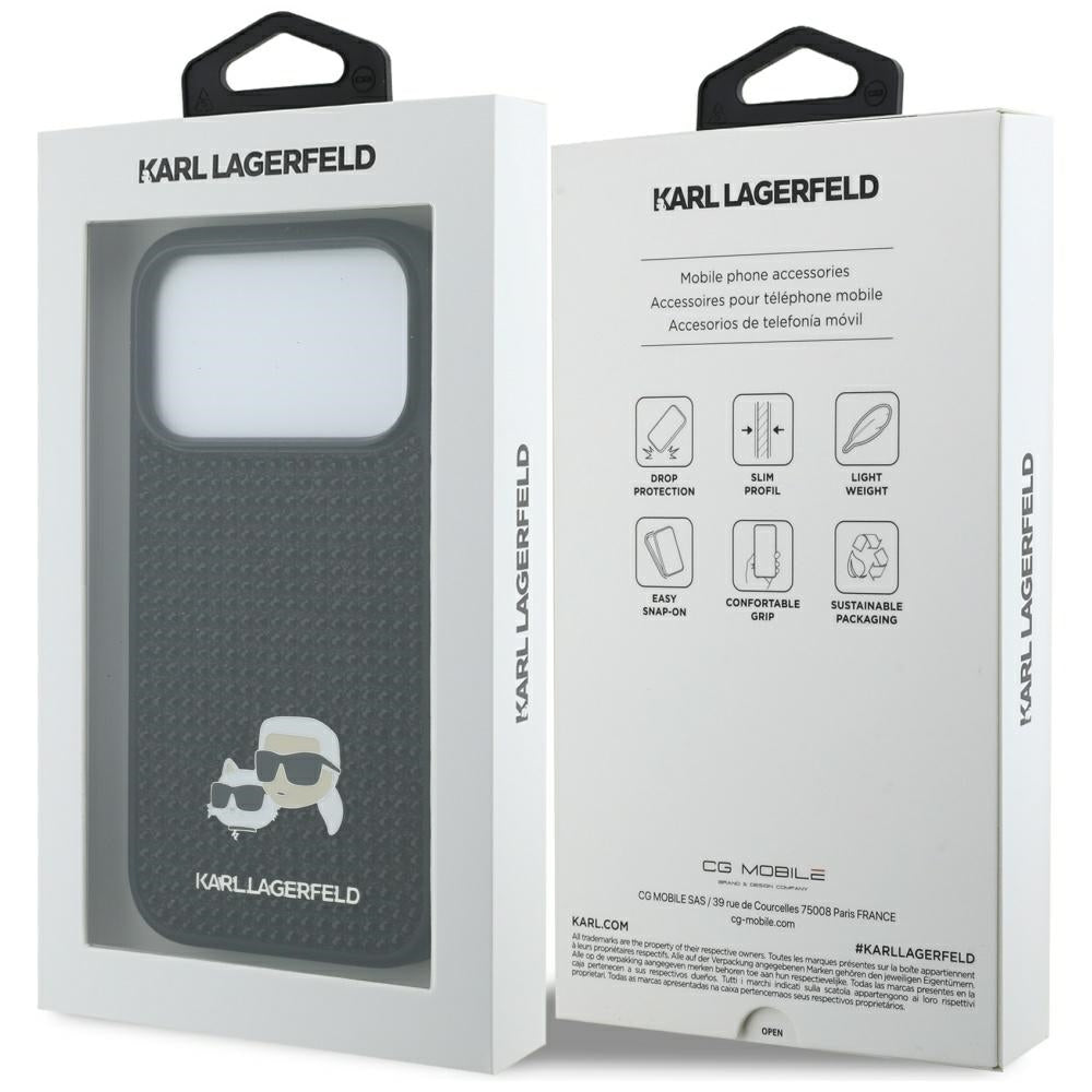 Skalet för Apple iPhone 17 Pro, Karl Lagerfeld, Rhinestone Karl & Choupette Pins, Svart