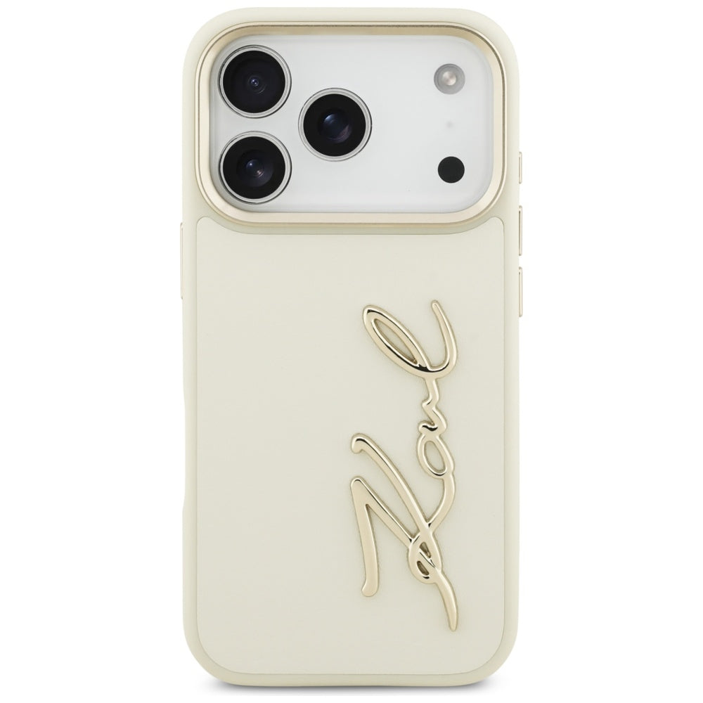 Fodral för Apple iPhone 17 Pro, Karl Lagerfeld, Script Logo, Beige