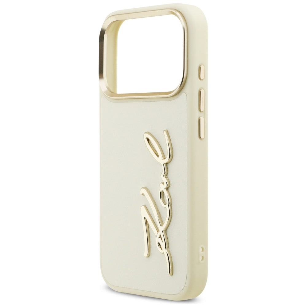 Fodral för Apple iPhone 17 Pro, Karl Lagerfeld, Script Logo, Beige