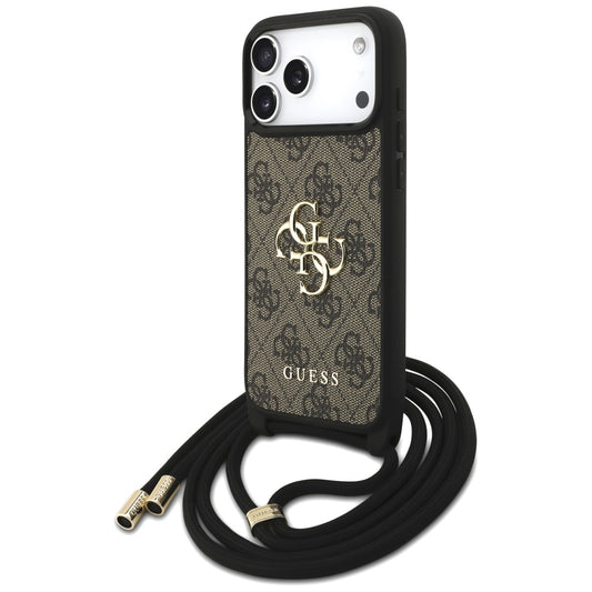 Fodral för Apple iPhone 17 Pro Max, Guess, 4G CBDY Big Logo med Snoddrem, Brun