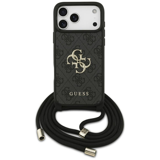 Fodral för Apple iPhone 17 Pro Max, Guess, 4G CBDY Big Logo med snoddrem, Svart