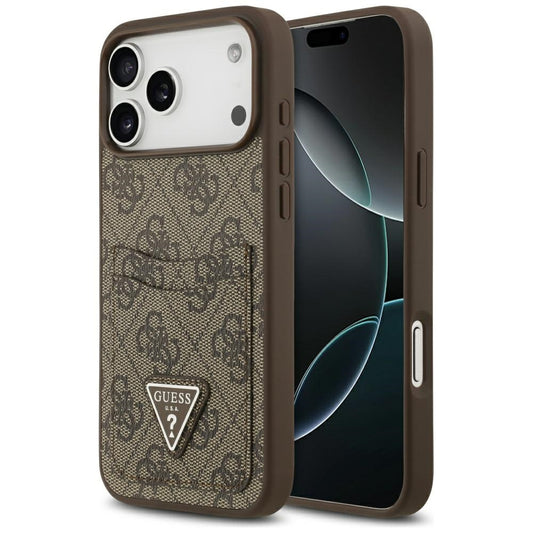 Skyddsfodral för Apple iPhone 17 Pro Max, Guess, 4G Double Card Triangle, Brun