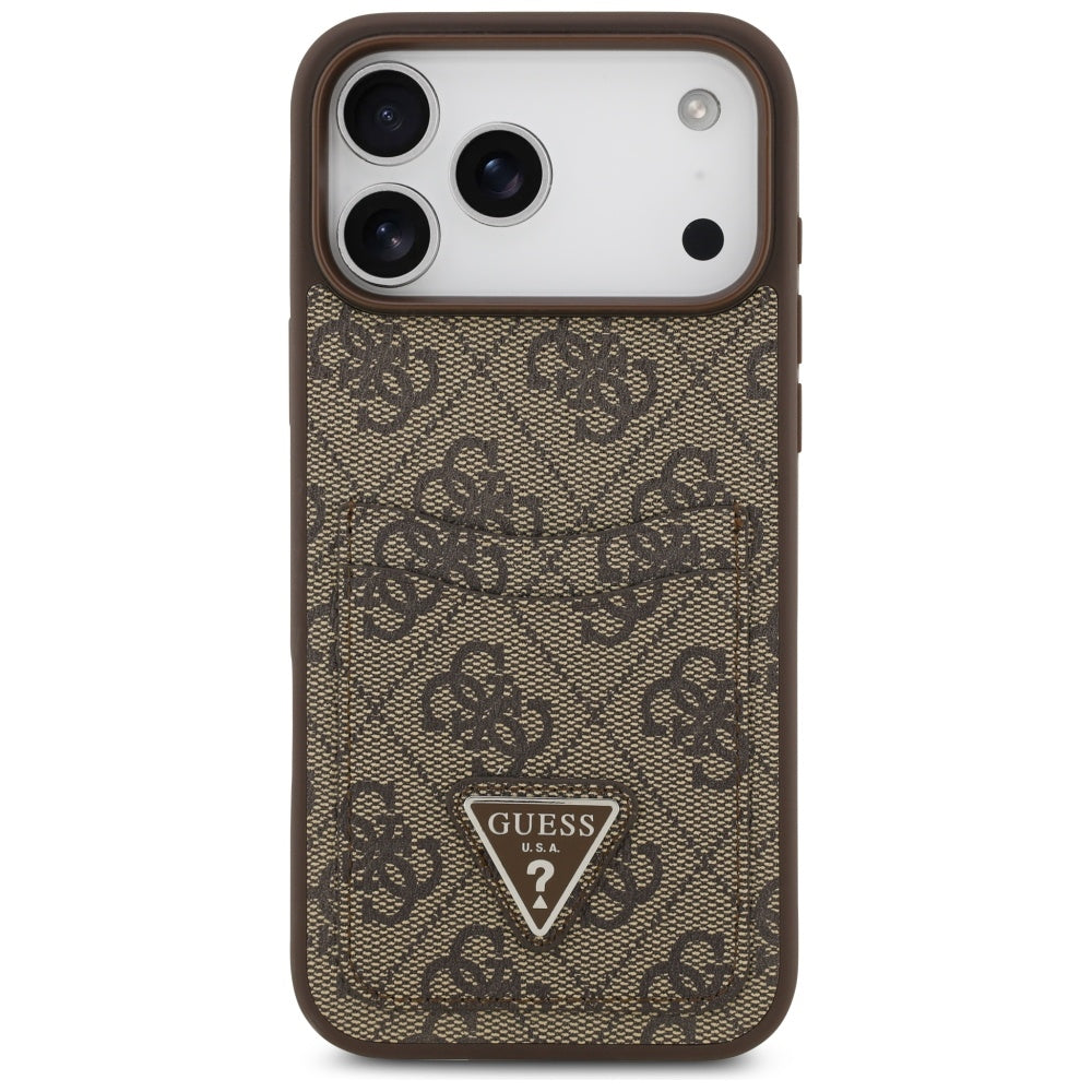 Skyddsfodral för Apple iPhone 17 Pro Max, Guess, 4G Double Card Triangle, Brun