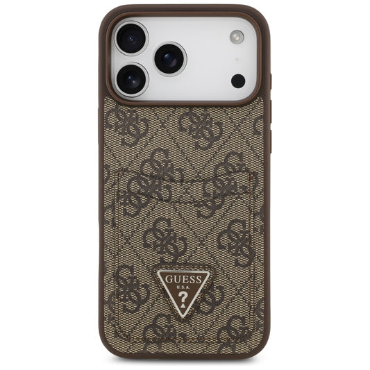 Skyddsfodral för Apple iPhone 17 Pro Max, Guess, 4G Double Card Triangle, Brun