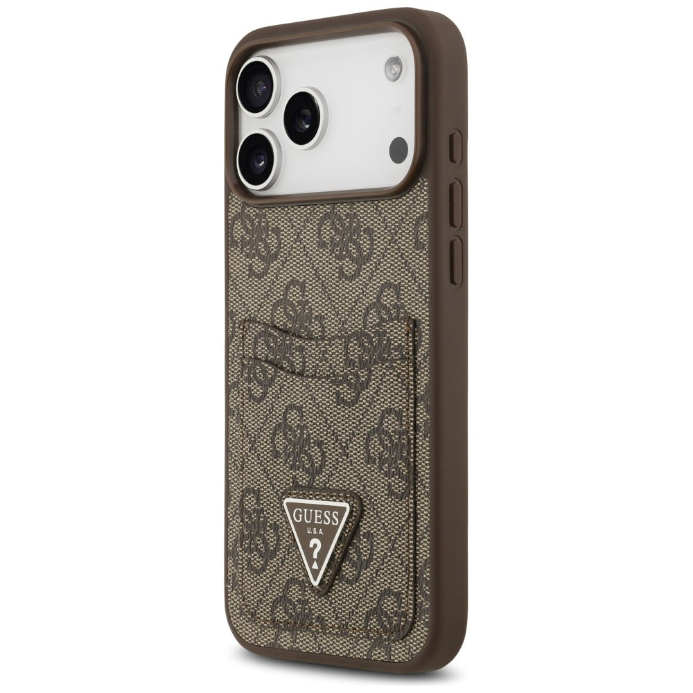 Skyddsfodral för Apple iPhone 17 Pro Max, Guess, 4G Double Card Triangle, Brun