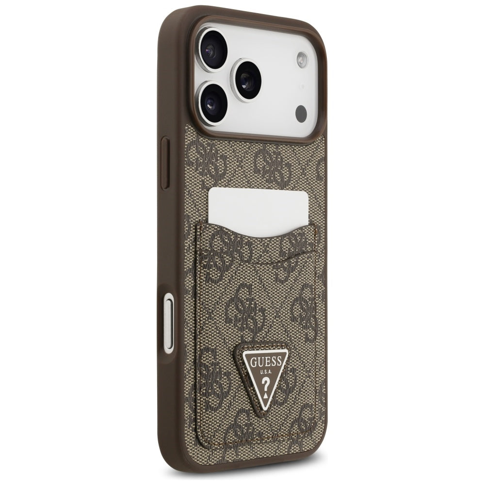 Skyddsfodral för Apple iPhone 17 Pro Max, Guess, 4G Double Card Triangle, Brun