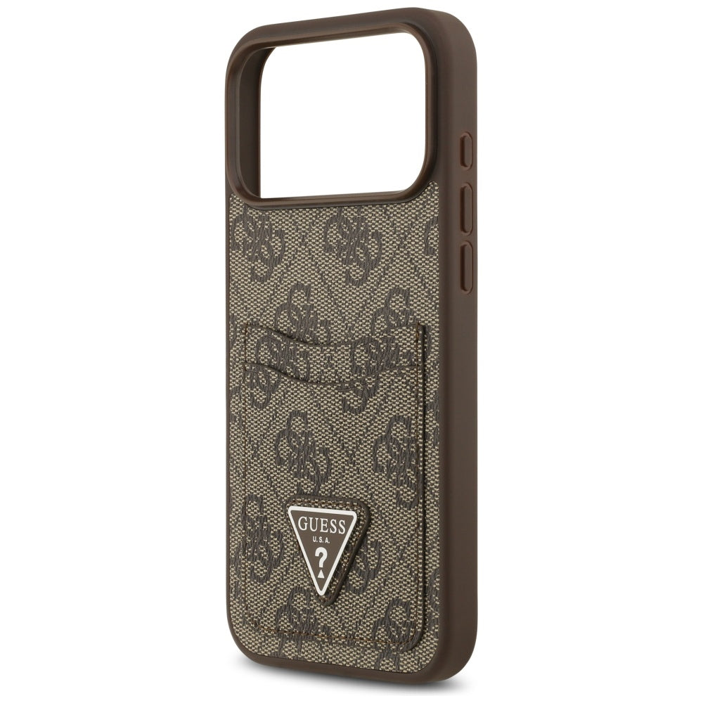 Skyddsfodral för Apple iPhone 17 Pro Max, Guess, 4G Double Card Triangle, Brun