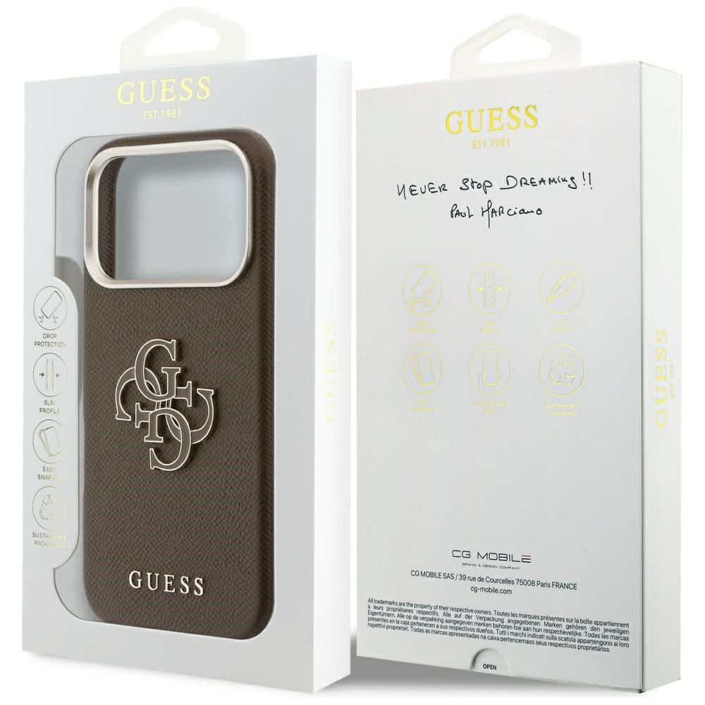 Fodral för Apple iPhone 17 Pro Max, Guess, Resin Logo, Brun