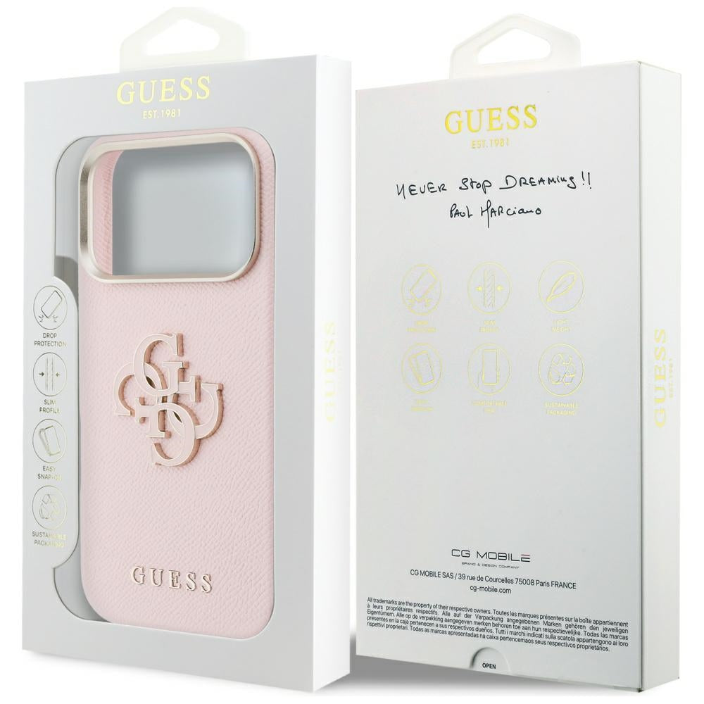 Skyddsfodral för Apple iPhone 17 Pro, Guess, Resin Logo, Rosa