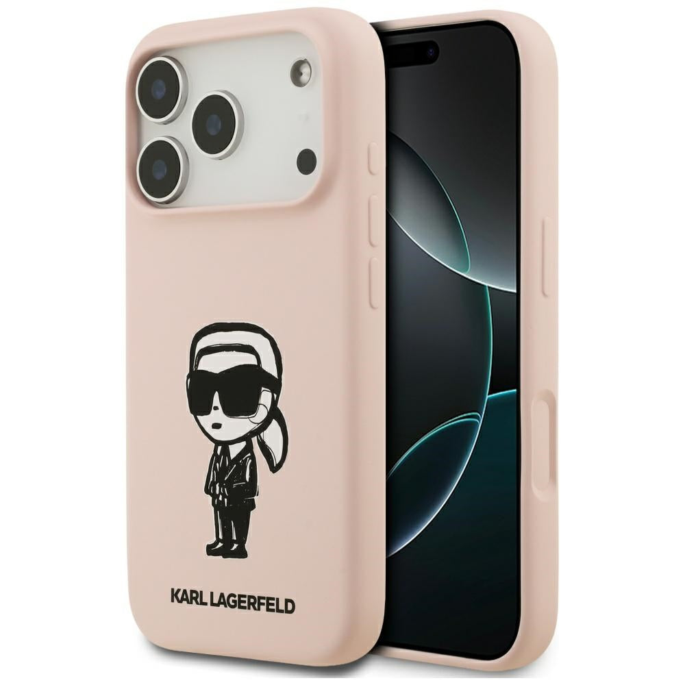 Fodral för Apple iPhone 17 Pro Max, Karl Lagerfeld, Sketch and Logo Karl, Rosa