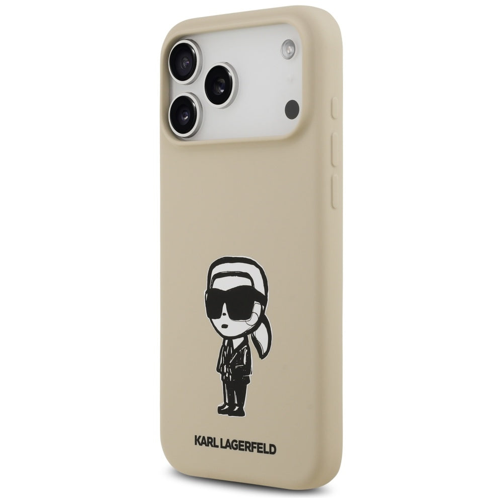 Fodral för Apple iPhone 17 Pro Max, Karl Lagerfeld, Sketch and Logo Karl, Brun