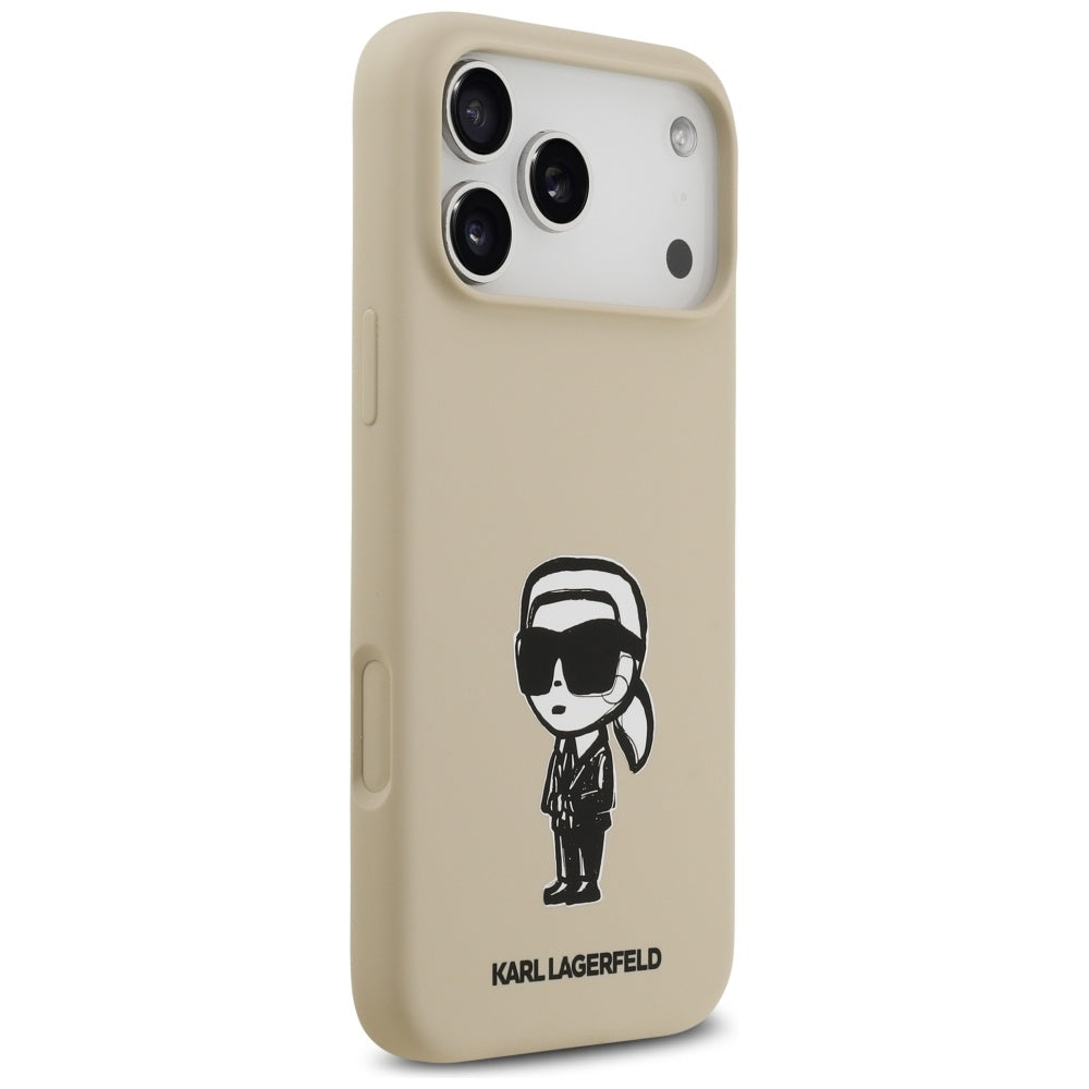 Fodral för Apple iPhone 17 Pro Max, Karl Lagerfeld, Sketch and Logo Karl, Brun