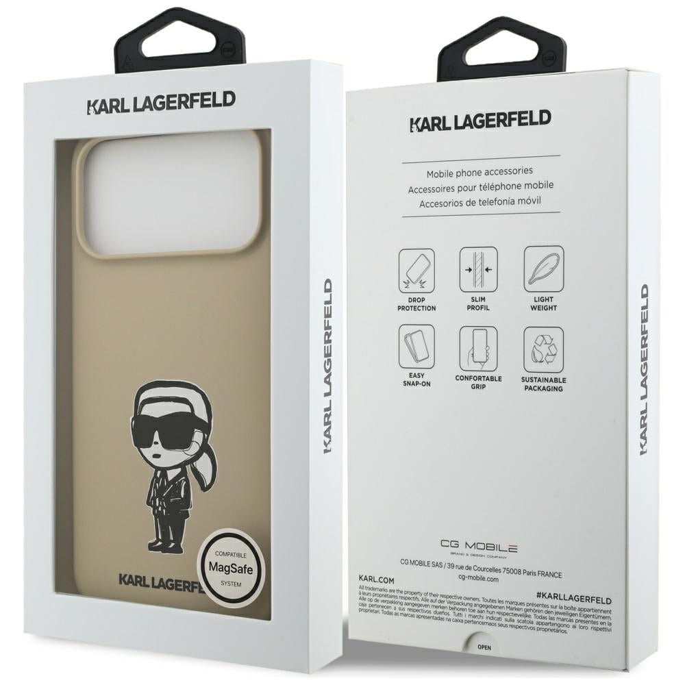 Fodral för Apple iPhone 17 Pro Max, Karl Lagerfeld, Sketch and Logo Karl, Brun