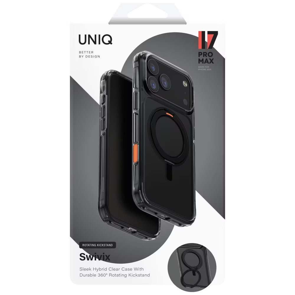 Skyddsfodral för Apple iPhone 17 Pro, UNIQ, Swivix, Svart
