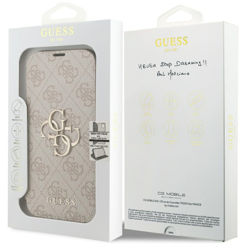 Fodral för Apple iPhone 18 Pro / 17 Pro, Guess, 4G Metallogo, Rosa
