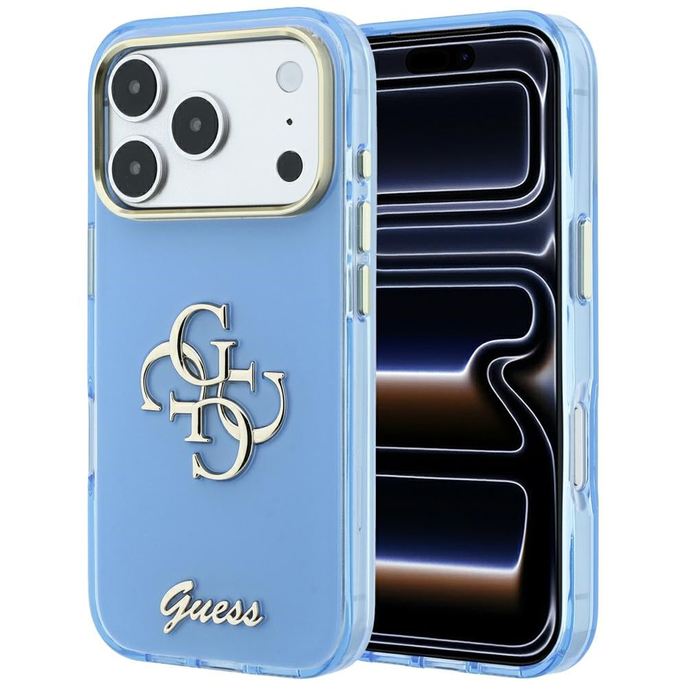 Fodral för Apple iPhone 18 Pro / 17 Pro, Guess, IML 4G Metal Script, Bleu