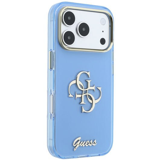 Fodral för Apple iPhone 18 Pro / 17 Pro, Guess, IML 4G Metal Script, Bleu