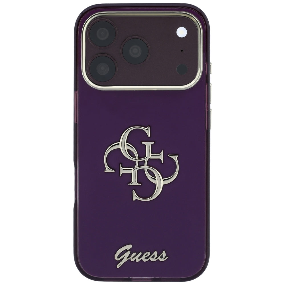Fodral för Apple iPhone 18 Pro / 17 Pro, Guess, IML 4G Metal Script, Vinröd